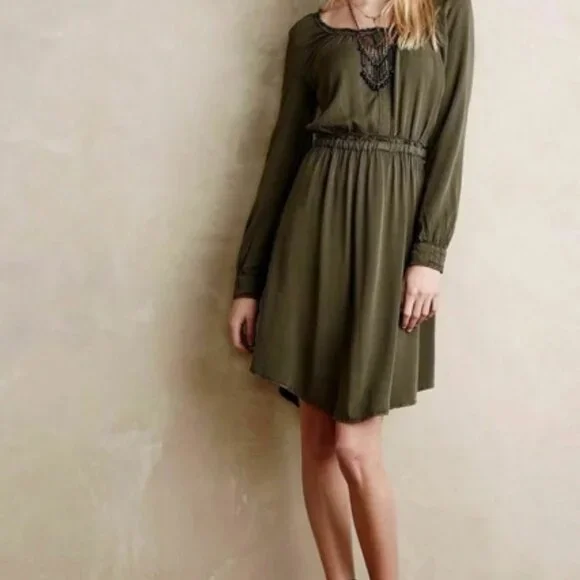 holding horses shirt dress Holding Horses Anthropologie Mira Shirt Dress Sz 6 Ikat Aztec Elastic 3/4  Sleeve